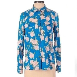 Vintage Levi’s Y2K Pink Roses Floral Long Sleeve Button Down Blouse Size XS